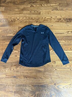 Under Armour Black Long-Sleeve Henley with Logo